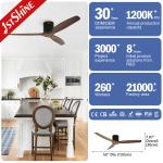 Remote Control 1stshine 52-inch Wooden Blades Flush Design DC Ceiling Fan for