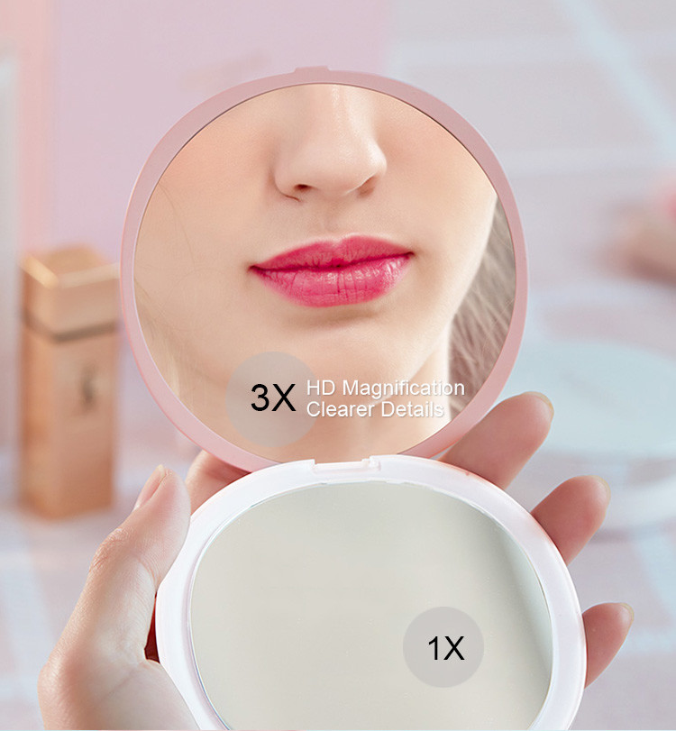 Push Button Pink Blue 600mAh 1W 600K Sublimation Pocket Mirror