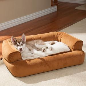 Wholesale Warm Memory Foam Bolster Dog Bed Washable Customized Color 5lbs - 15lbs Weight from china suppliers