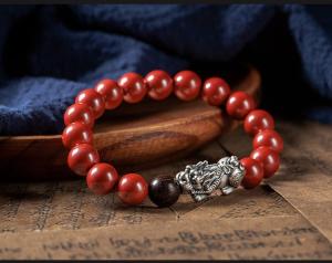 Wholesale Feng Shui Wealth Bracelet Red Cinnabar Natural Crystal Onyx Relief Reiki Healing Stone Original Double Protection Red Strand Bracelet Bring Luck from china suppliers