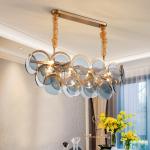 Modern chandeliers for living room home decor rectang smoke gray glass Blue