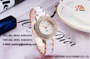 China elegant  ladies watch wrist watch with lots of  diamonds ceramic and alloy strap on sale