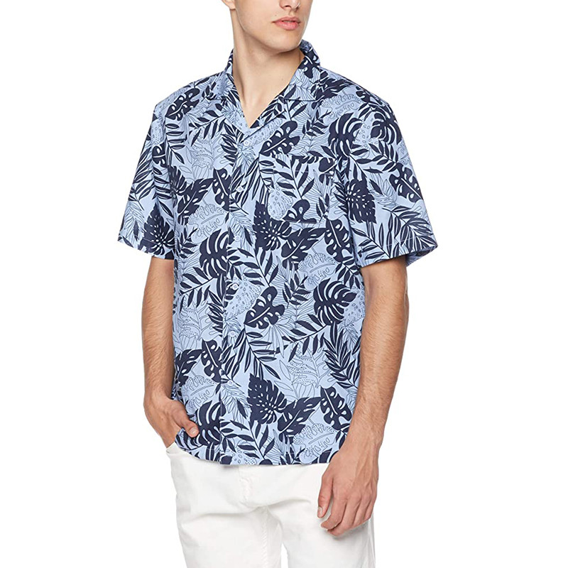 Hawaiian Men'S Printed Linen Cotton Casual Floral Shirt Beach Poster Surfing