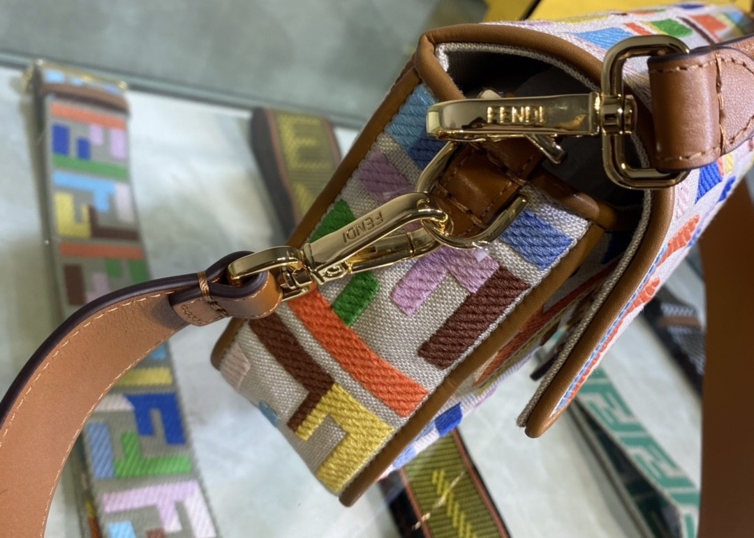 Women F Letters Pattern Denim Baguette Bag Embroidery Series