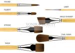 7Pcs Golden Taklon Art Body Paint Brushes Watercolor Acrylic Oil Paint Brushes