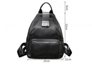 China Casual Vintage Large Womens Backpack Bags , Lady Solid School Black Leather Rucksack on sale