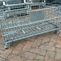 Customized Industrial Wire Mesh Containers Stackable Galvanized Steel Foldable