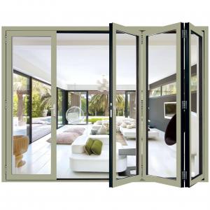 China Patio 6063 Aluminium Glazed Folding Accordion Doors Heat Insulation on sale