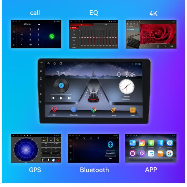 9 Inch Double Din Android Car Stereo 4 Core Wifi Multimedia GPS