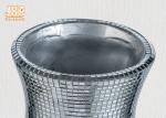 Decorative Indoor Small Fiberglass Planters Table Vases Silver Mirror Mosaic