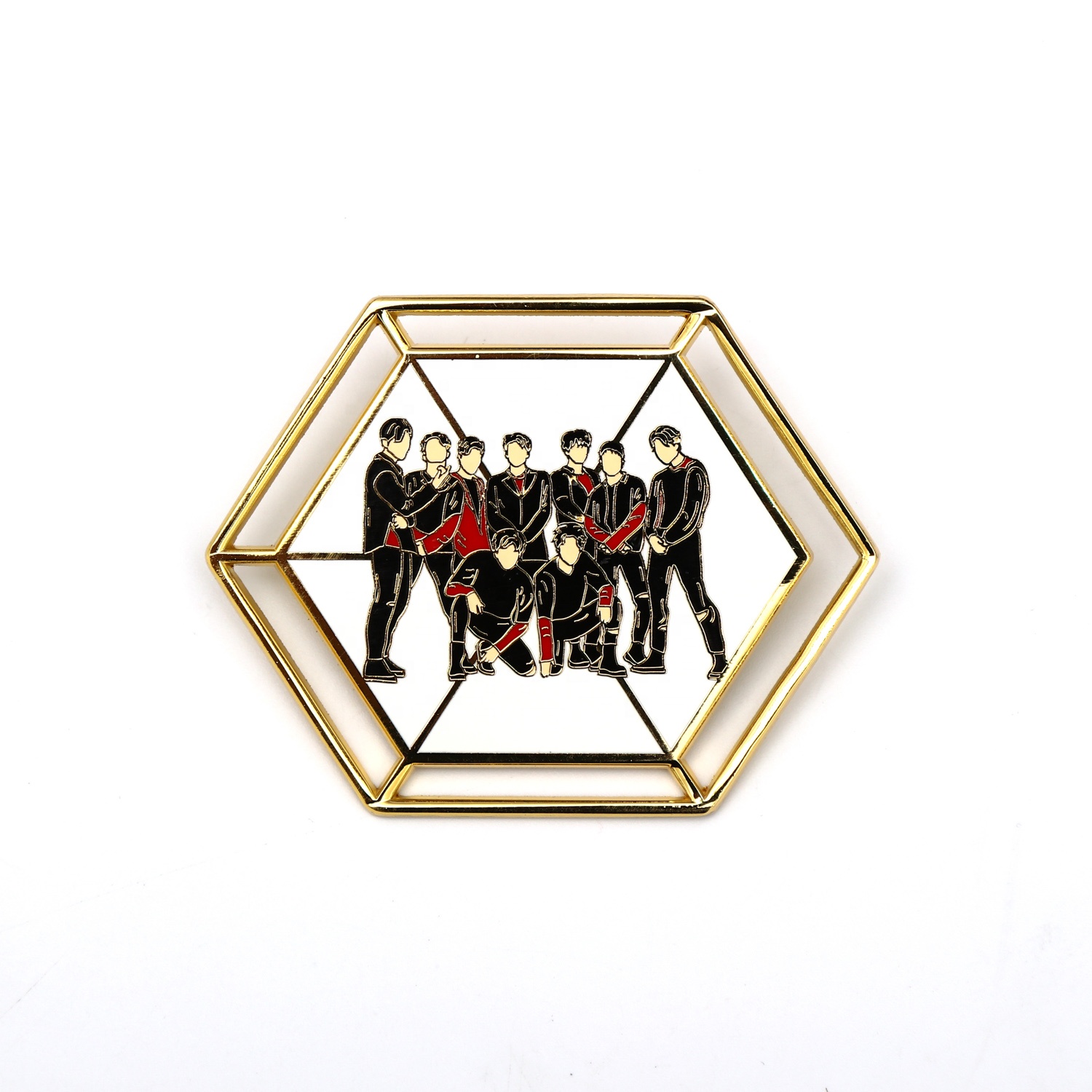 Factory Direct Sale Shiny Gold EXO Lapel Pin Merchandise Garment Accessories Paint Metal Pins