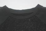 Black Color Long Sleeve Chiffon Shirt / Round Neck Blouse Cotton Material