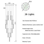 Modern Led Crystal Chandelier For Staircase Lobby Mall Villa Gold loft hanging