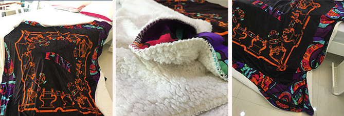 Screen Printing Fashion Sherpa Flannel Fleece Blanket Double Side For Bedding