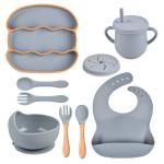 Yellow Food Grade Silicone Bib And Bowl Set Eco BPA Free Silicone Feeding Set