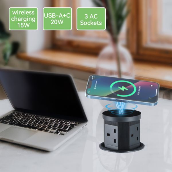 Wireless Kitchen Island Retractable Power Socket Pop Up Outlet 110mm Hole