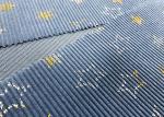 230GSM Bronzing Polyester Corduroy Fabric / Stars Blue Corduroy Fabric