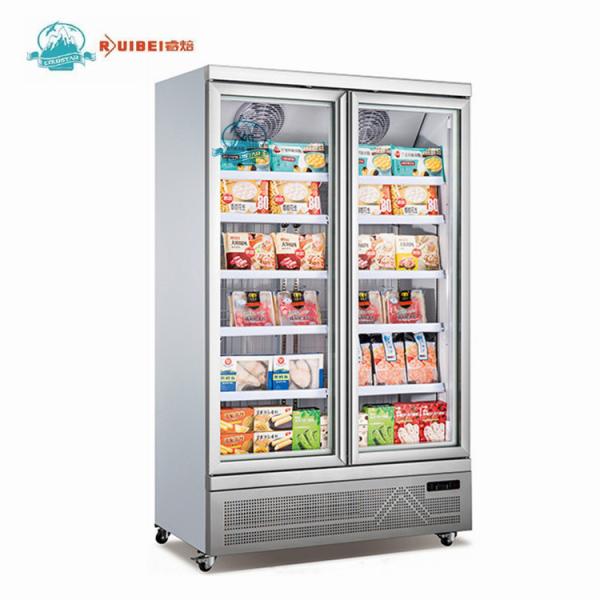 Display refrigerator freezer 1000L double glass doors drink cooler fridge