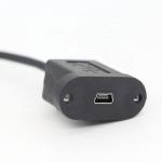 Screw Locking 90 Degree Right Angle Male to Female Mini USB Panel Mount