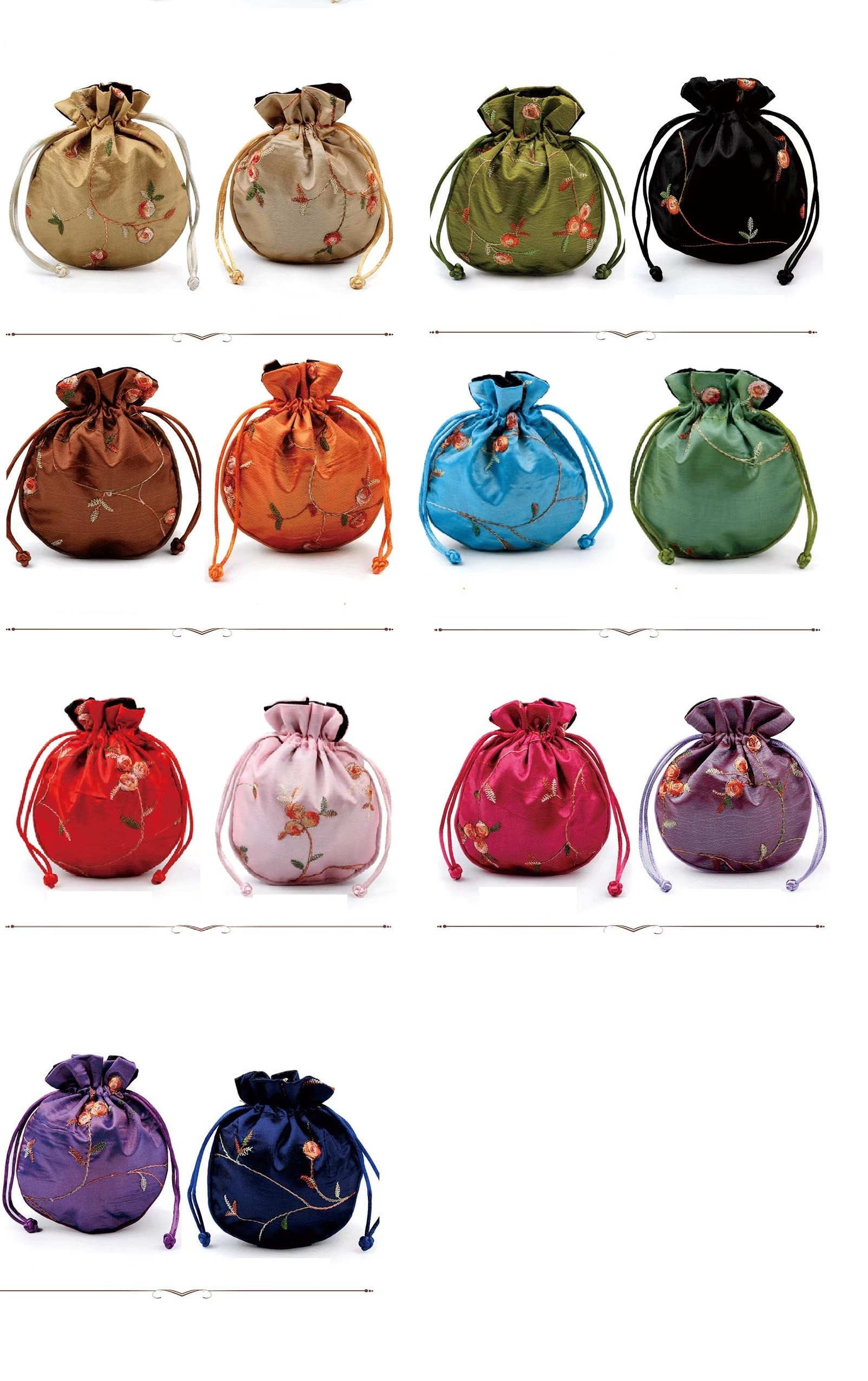 Multicolor Mini Chinese Silk Drawstring Bag Brocade Damask Jewelry Pocket Purse Gift Bags