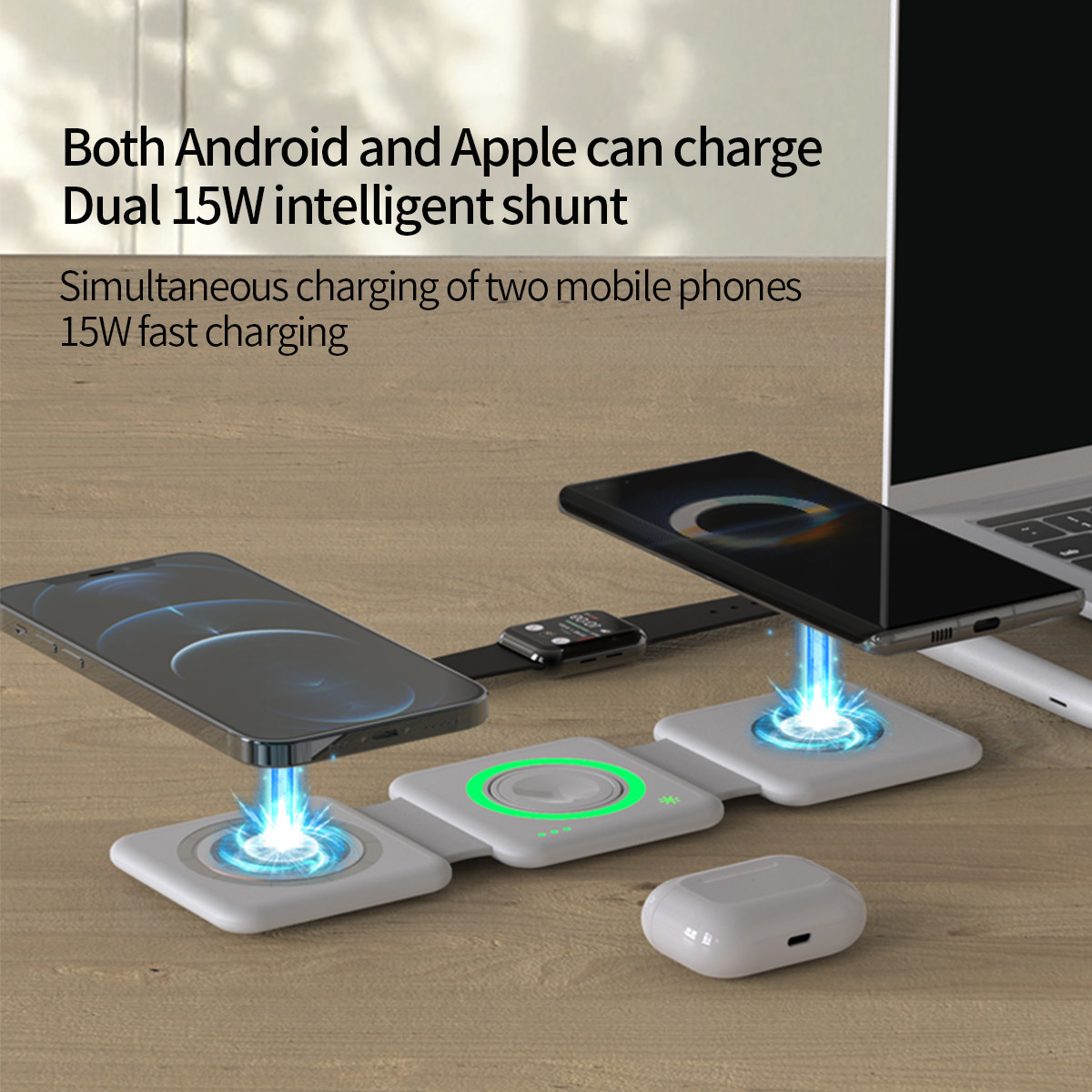 Charging Efficiency ≥73% Multifunction Wireless Charger Blue LED Light