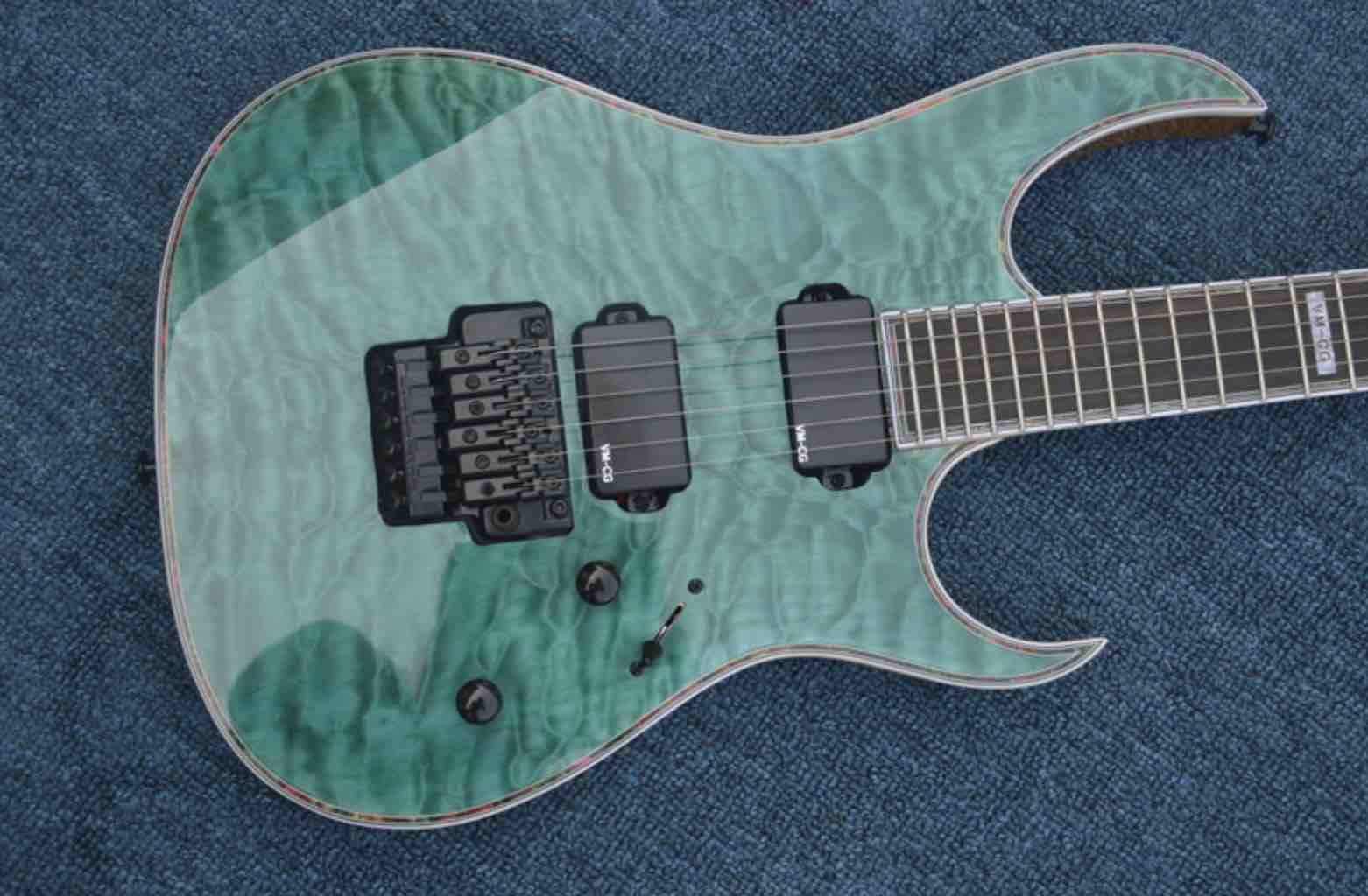 Factory Custom Green electric guitar body black hardware mahogany body neck rosewood back side fingerboard