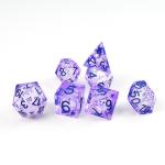 PurpleWhite flow sand sky number resin multi -faceted game dice suite dragon and