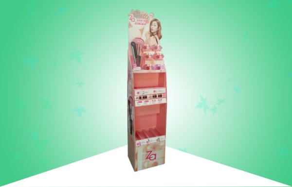Eye Catching 3 Shelf POS Cardboard Displays Mix Displaying Different Cosmetics