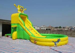 Wholesale SpongeBob Multifunctional Inflatable Water Slide With Basket Hoops PVC Tarpaulin from china suppliers