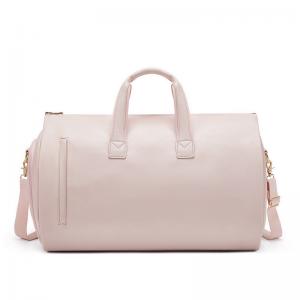 China PU Foldable Pink Leather Travel Duffle Bag Carry On Garment Bag OEM/ODM on sale