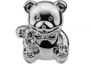 China Cute Silver Plated Teddy Bear Coin Bank Die Casting 105*85*118mm on sale