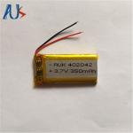 AUK 402042 Custom LiPo Battery 3.7V 350mAh Customize Lithium LiPo Battery
