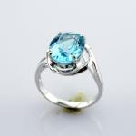 Oval Blue Cubic Zirconia 925 Silver Solitaire Gem Ring(F29)