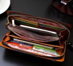 Men Korean version of crusty polished vertical section clutch wallet zipper