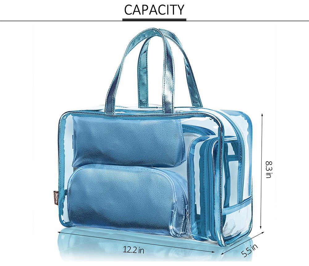 5 In 1 PVC Leather Travel Transparent Cosmetic Bags