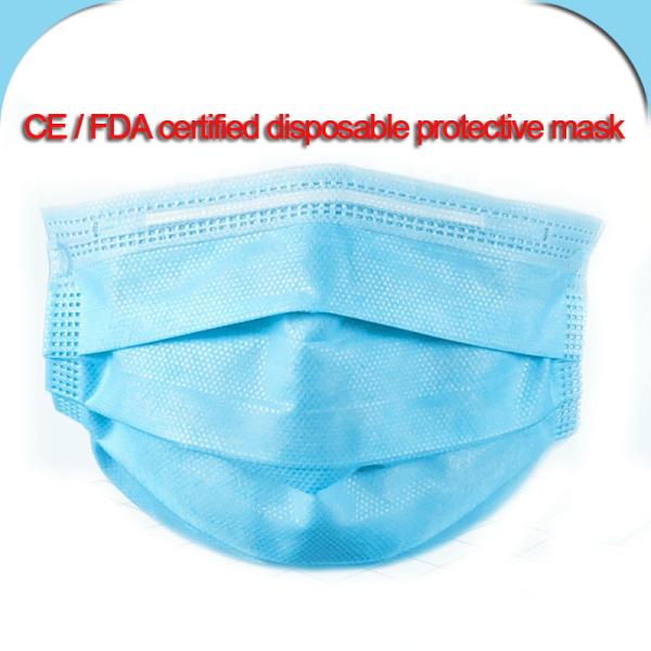 Non Woven 3 Ply Mouth Mask Dust Proof Blue Color Earloop Style With Nose Bar