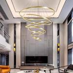 Six Rings Gold Acrylic Chandelier Led Chandelier Modern Living Room Staircase