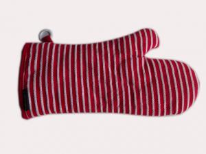 China Strip Design Oven Mitts Oven Gloves , Red on sale