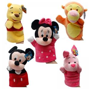 China Winnie Pooh Tigger Stitch Eyore Plush Finger Puppets Yellow Pink Blue on sale
