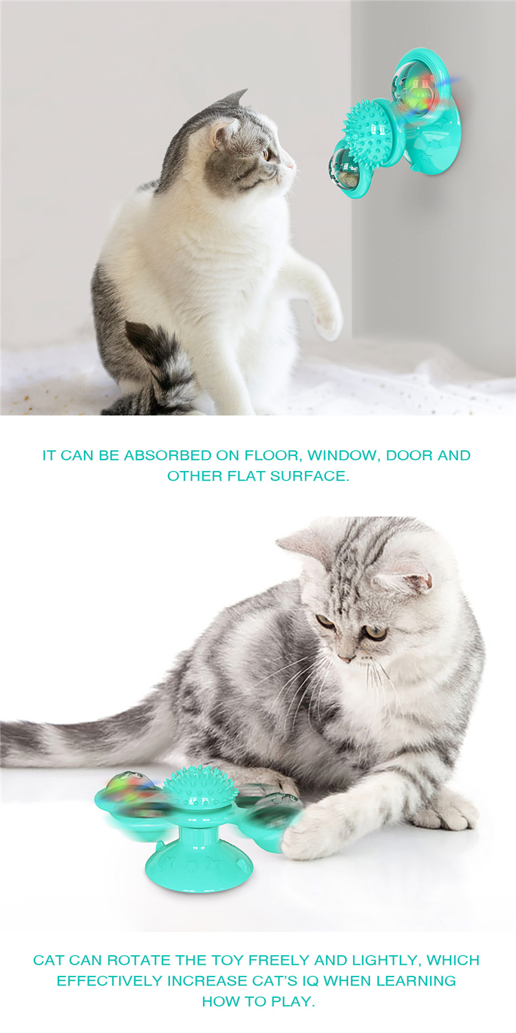 2021 Hot Seller Pet Cat Puzzle Interaction With Spinning Turning Windmill Cat Toy