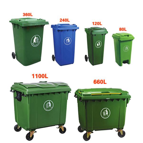 Dustbin Wheelie Trash Can 25L/70L/100L/120L/240L/360L/660L/1100L Plastic Foot