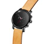 Leather Band MVMTed Black Waterproof Wrist Watch 42mm / Customized Size Case