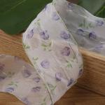 40mm 50mm Organza Ribbon With Floral Printed Polyester Ribbon OEM Eco Friendly