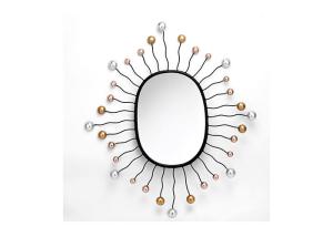 Wholesale Oval Shaped Mirror Wall Decor Black Metal Frame Dotted With Gold And Silver Color from china suppliers
