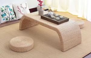 Wholesale The Cane Makes Up Tea Table Natural Straw Woven Floor Table Natural fiber Window Table from china suppliers