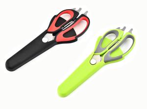 Wholesale Multifunction Magnetice Cover Separable Kitchen refrigerator Scissors Color Green And Red TPR Handle from china suppliers