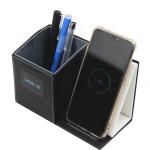 Pen Holder Wireless Charger Multifunctional Desktop Leather Wireless Charger
