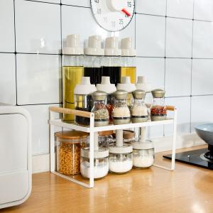 Wholesale Wardrobe Organiser Drawer Multifunctional Compact Kitchen Organizer Spice Rack Wood Handle Metal Kitchen Storage Rack from china suppliers