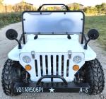 White Mini Gas Golf Cart Jeep ELITE Edition Lifted With Custom Rims And Fender