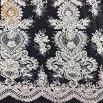 1 Yard 20％ Polyester White Lace Fabrics Luxury Beaded Embroidered Lace For Dress